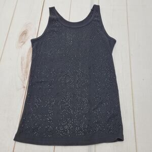 The limited vintage Y2k perfect tank top black rhinestone gem